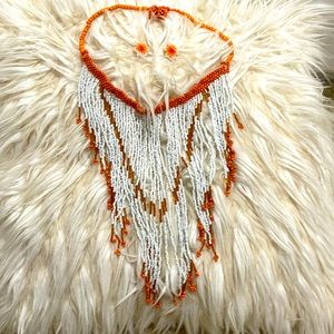 Handmade necklace with stud earrings